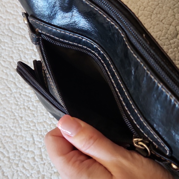 Giani Bernini Geuine Leather Multi Compartment Gingham Plaid  Crossbody Bag Boho - Picture 6 of 16